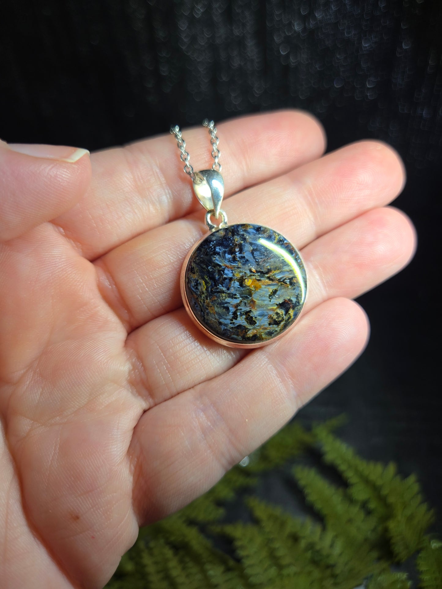 Pietersite Sterling Silver Necklace (round)