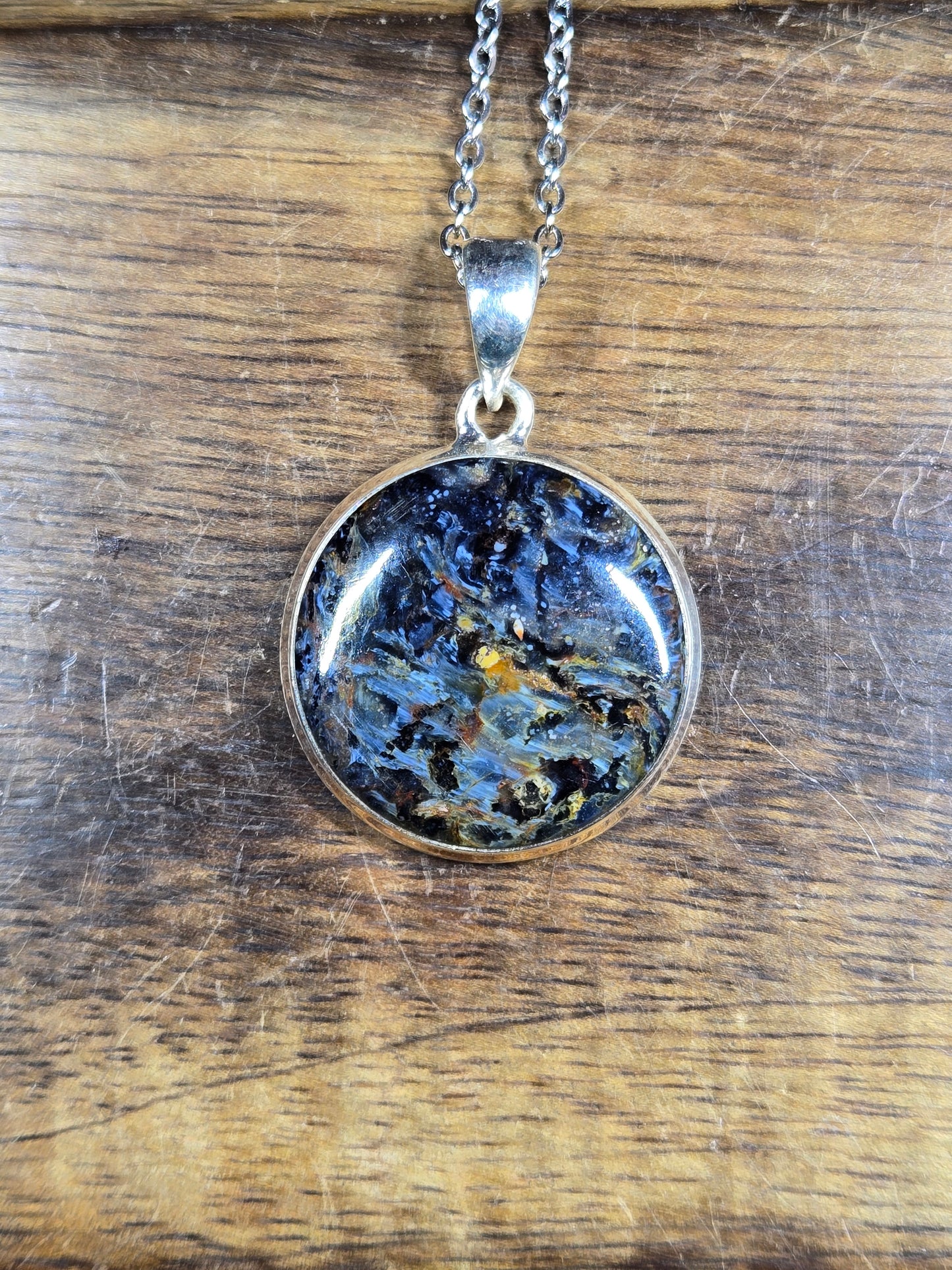 Pietersite Sterling Silver Necklace (round)