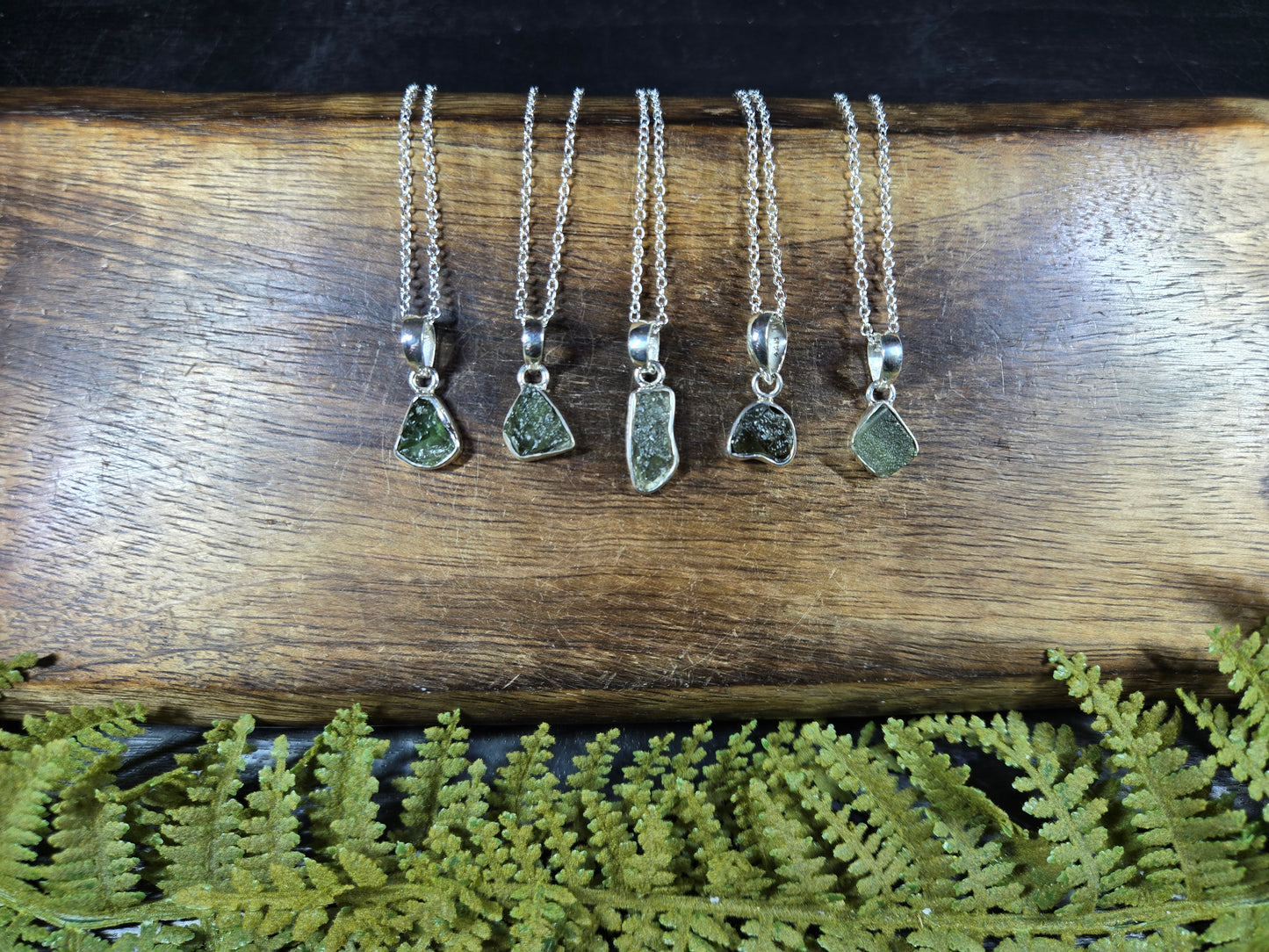 Moldavite Necklaces (with silver chain)