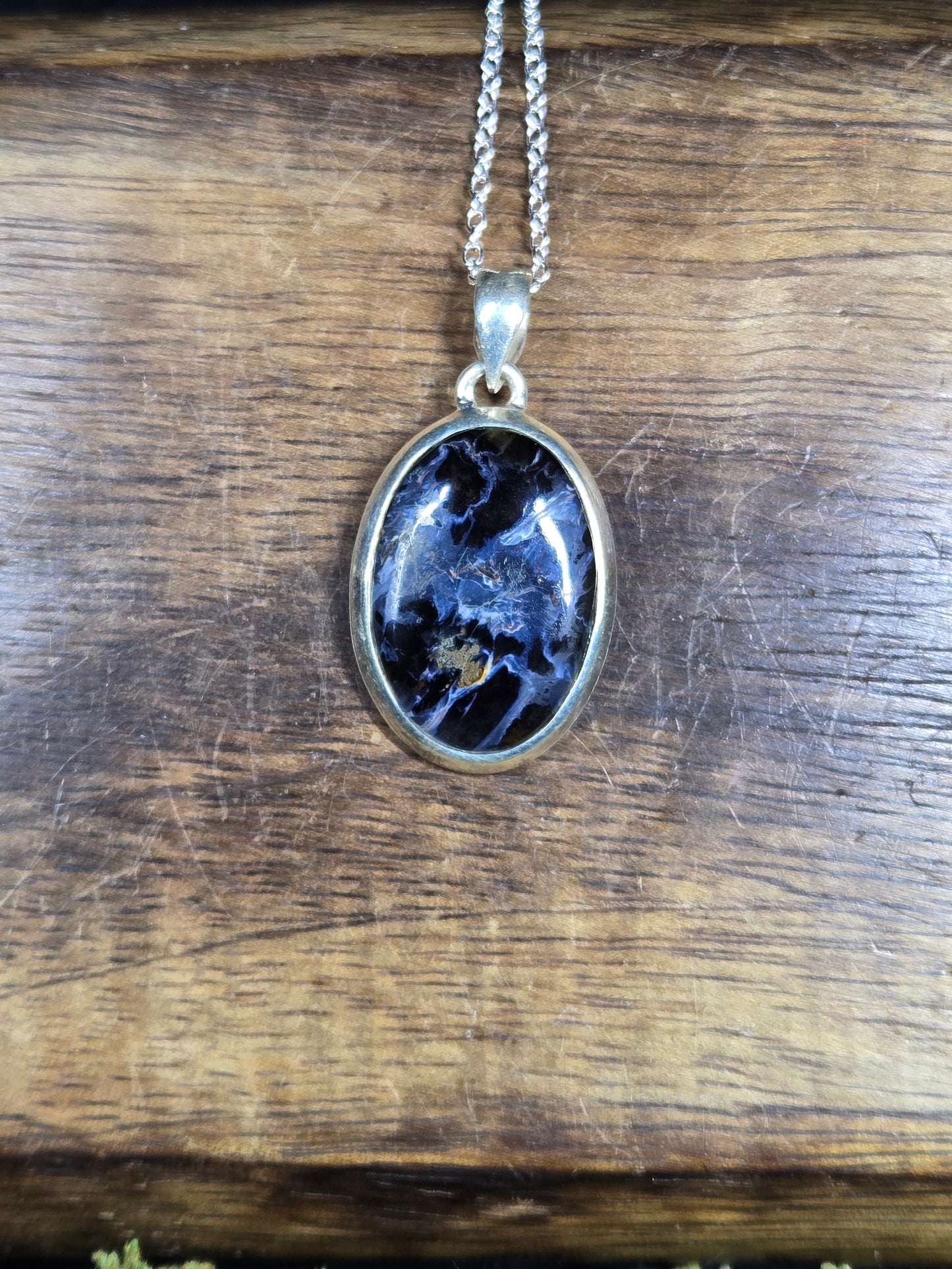 Pietersite Sterling Silver Necklace (oval)