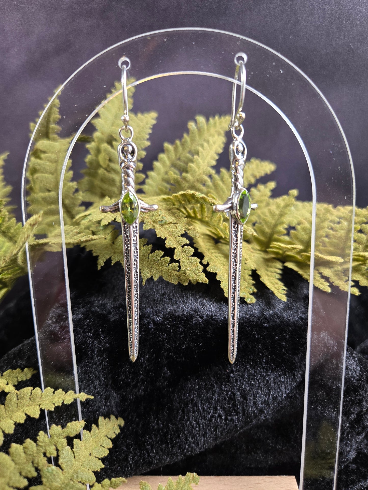 Starborn Sword & Peridot Statement earrings | Sterling Silver