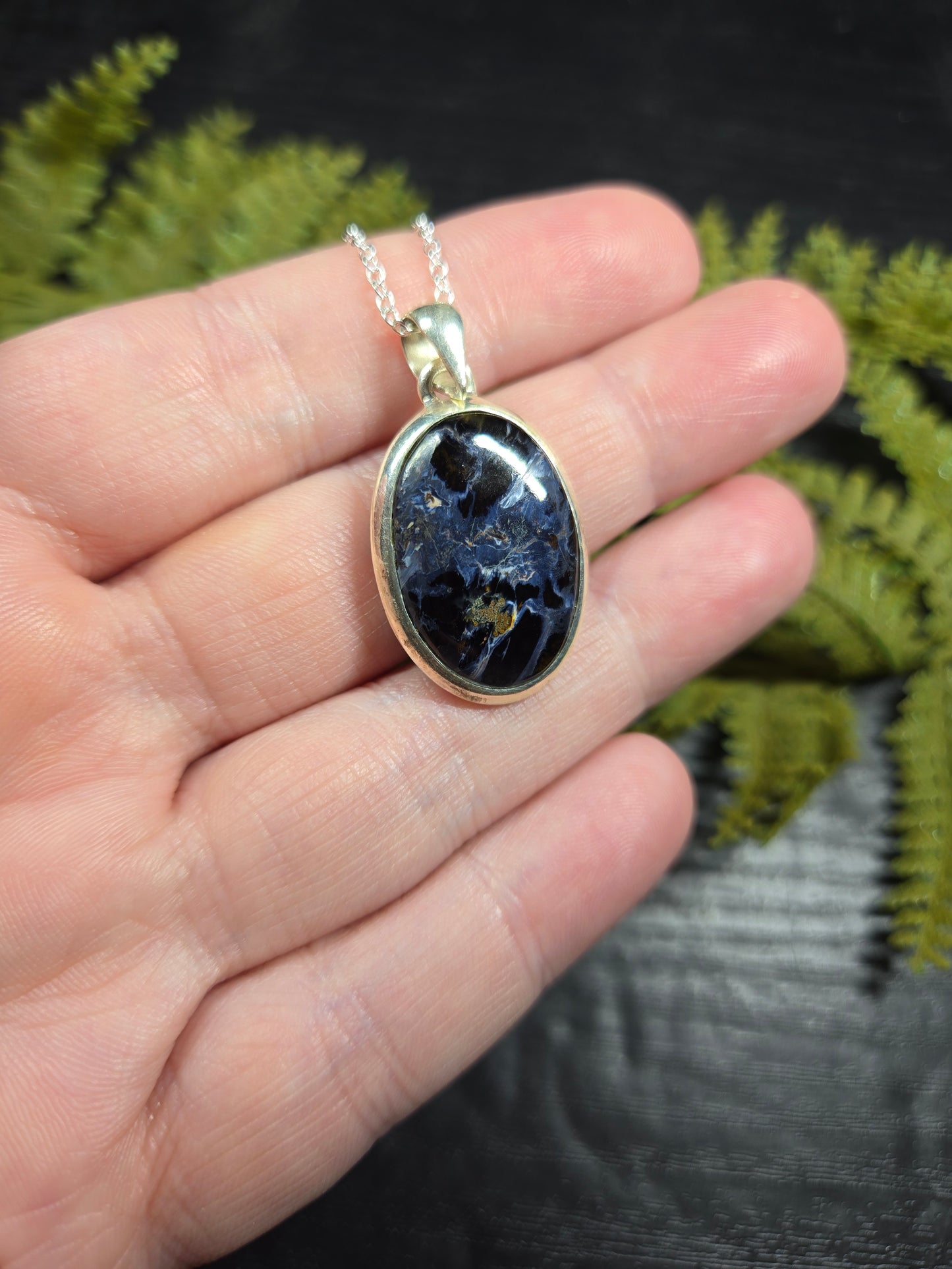 Pietersite Sterling Silver Necklace (oval)
