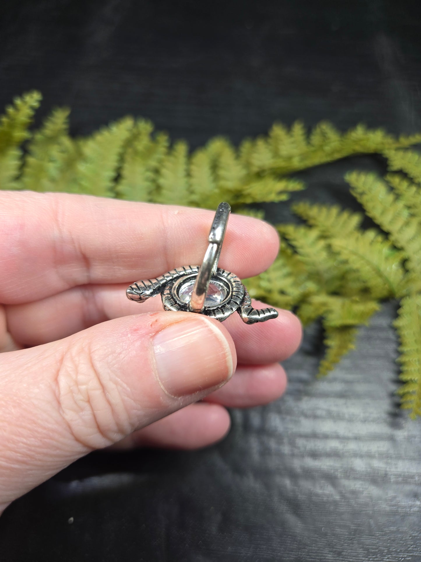 Faceted Clear Quartz & Snake Adjustable Ring