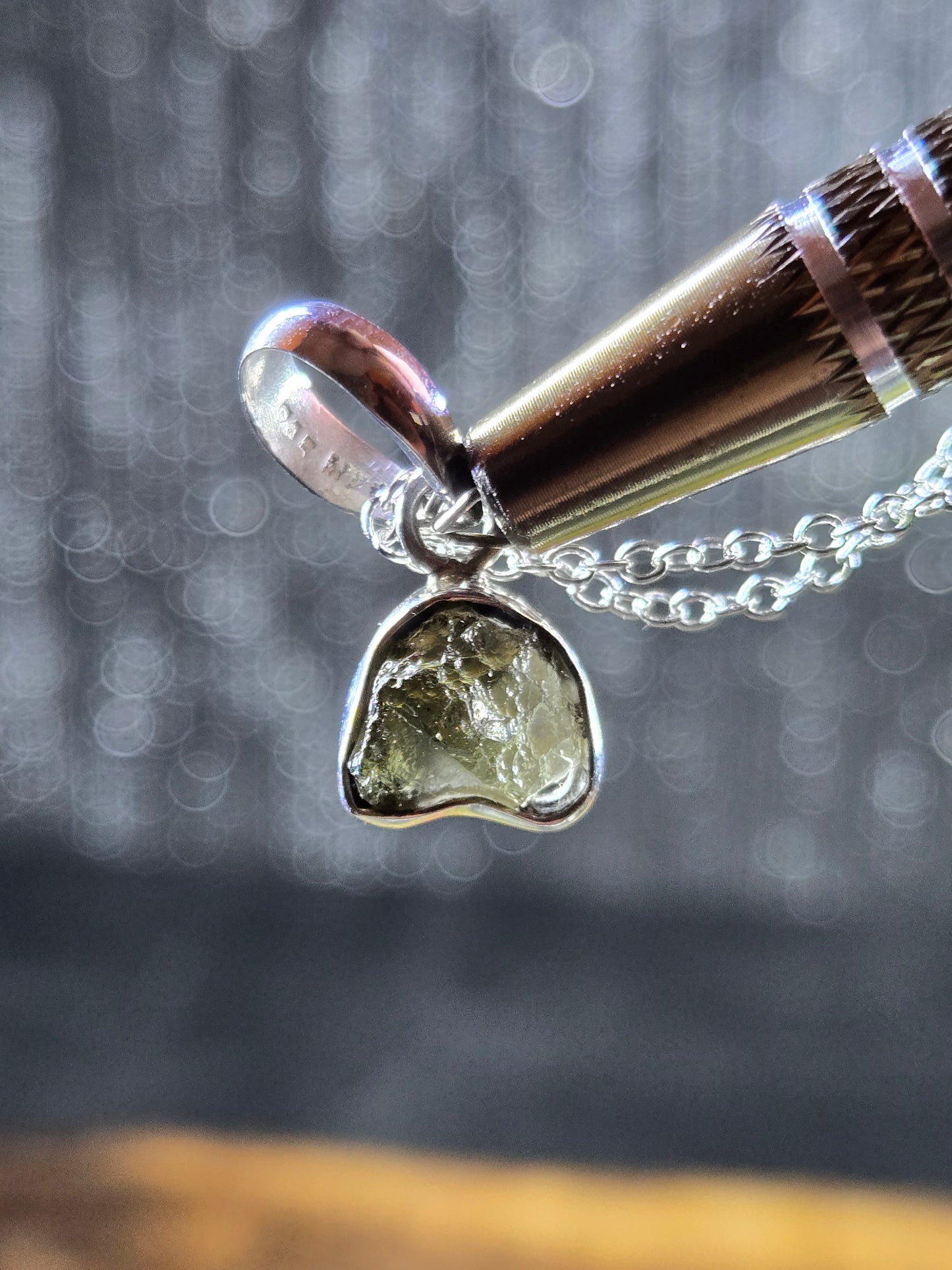 Moldavite Necklaces (with silver chain)