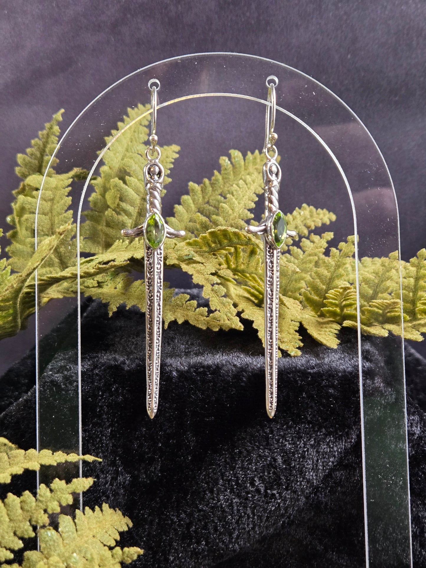 Starborn Sword & Peridot Statement earrings | Sterling Silver