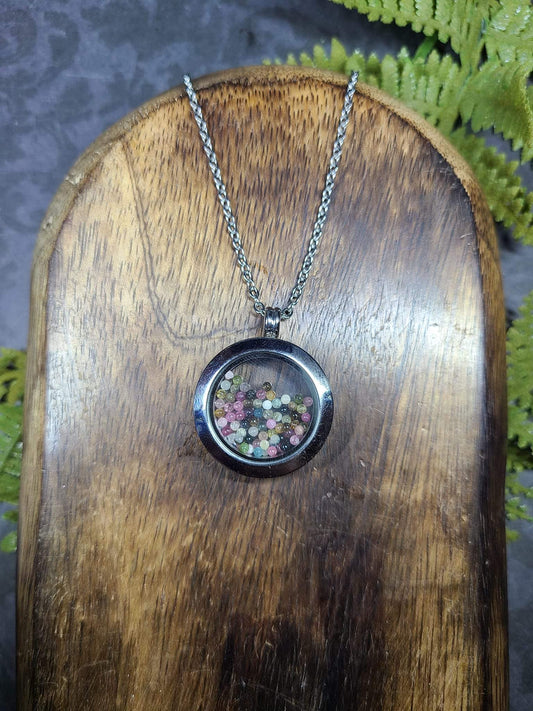 Tourmaline Filled Locket Necklaces