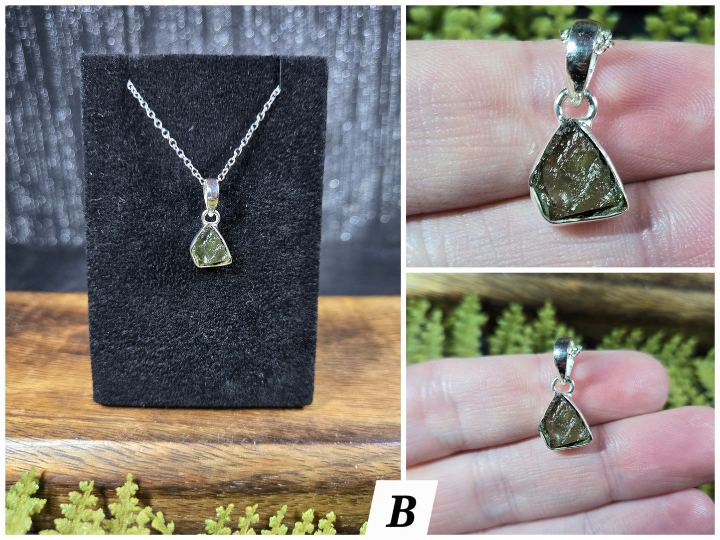 Moldavite Necklaces (with silver chain)