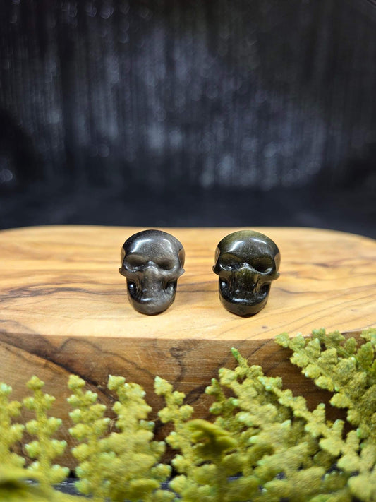 Silver or Gold Sheen Obsidian Micro Skulls