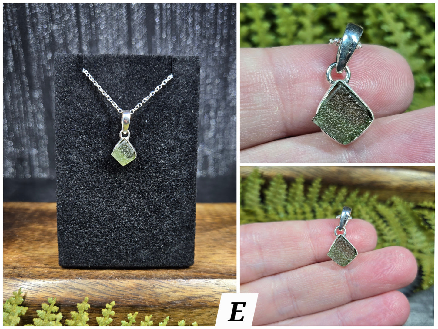 Moldavite Necklaces (with silver chain)