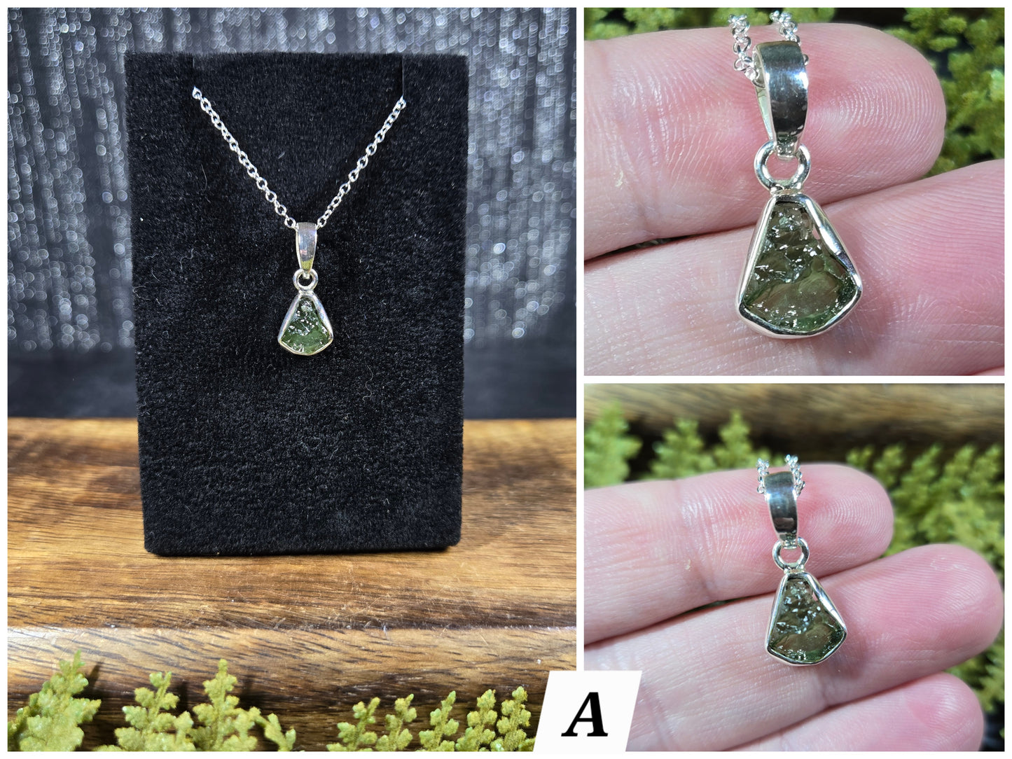 Moldavite Necklaces (with silver chain)