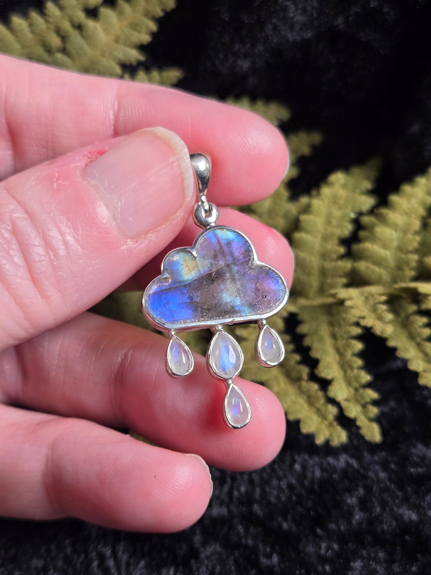 Labradorite Cloud & Moonstone Rain Pendant
