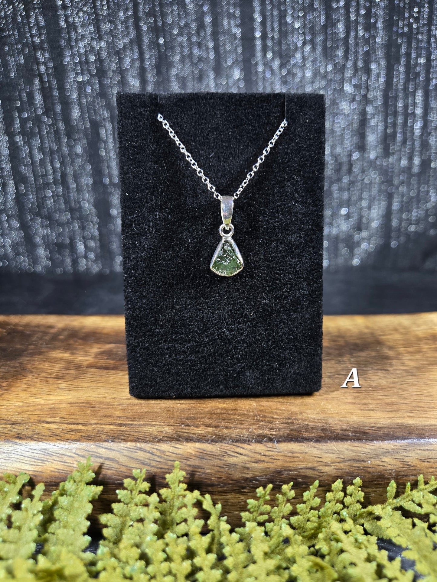 Moldavite Necklaces (with silver chain)