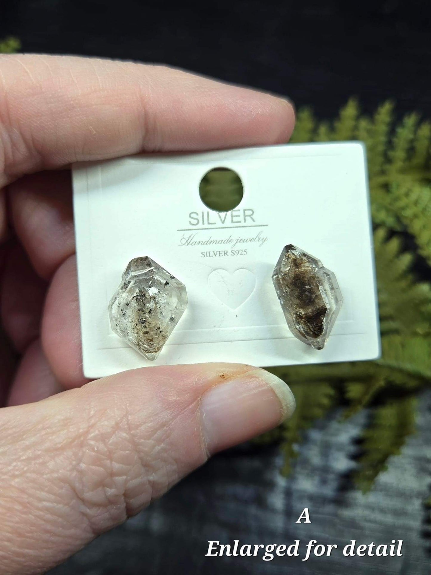 Herkimer Diamond (w/Carbon inclusions) Stud Earrings