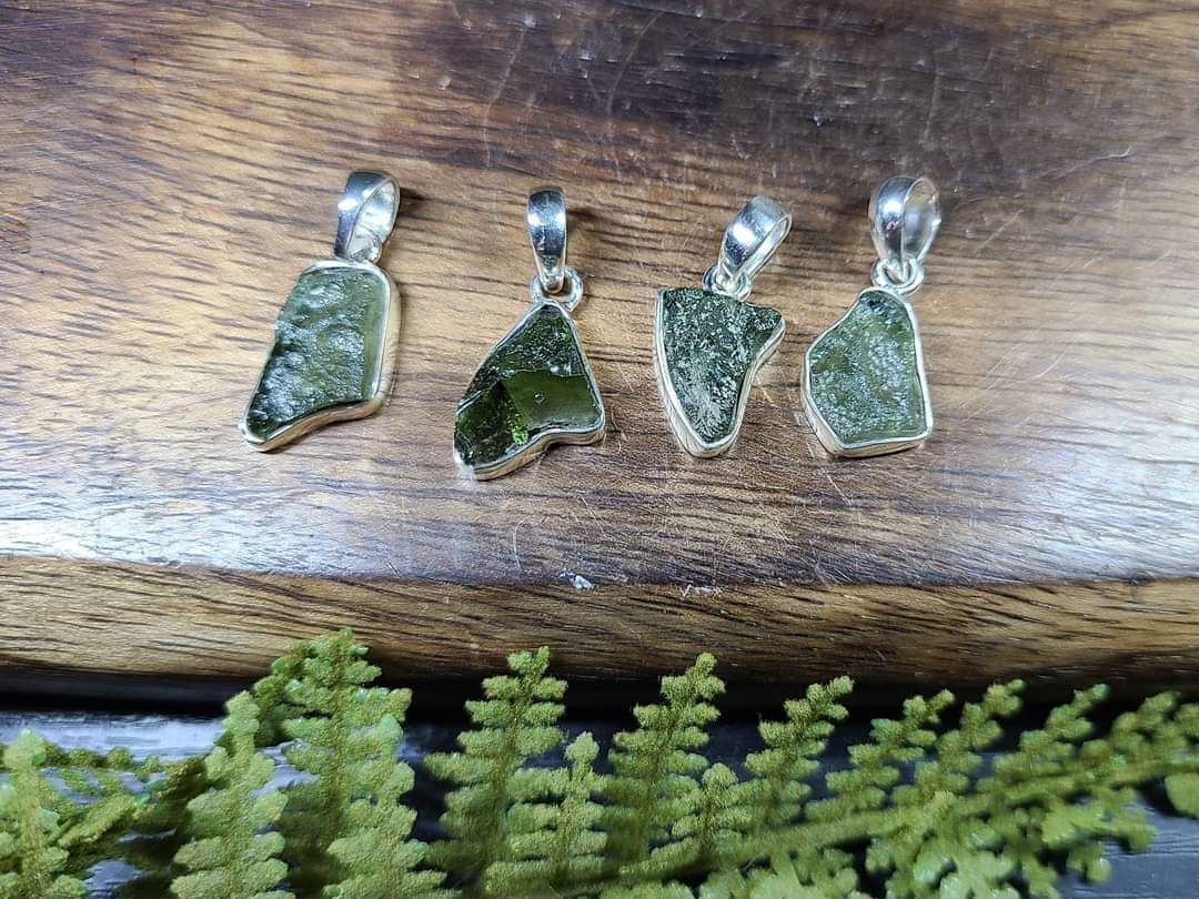 Moldavite Necklaces (with braided cord)