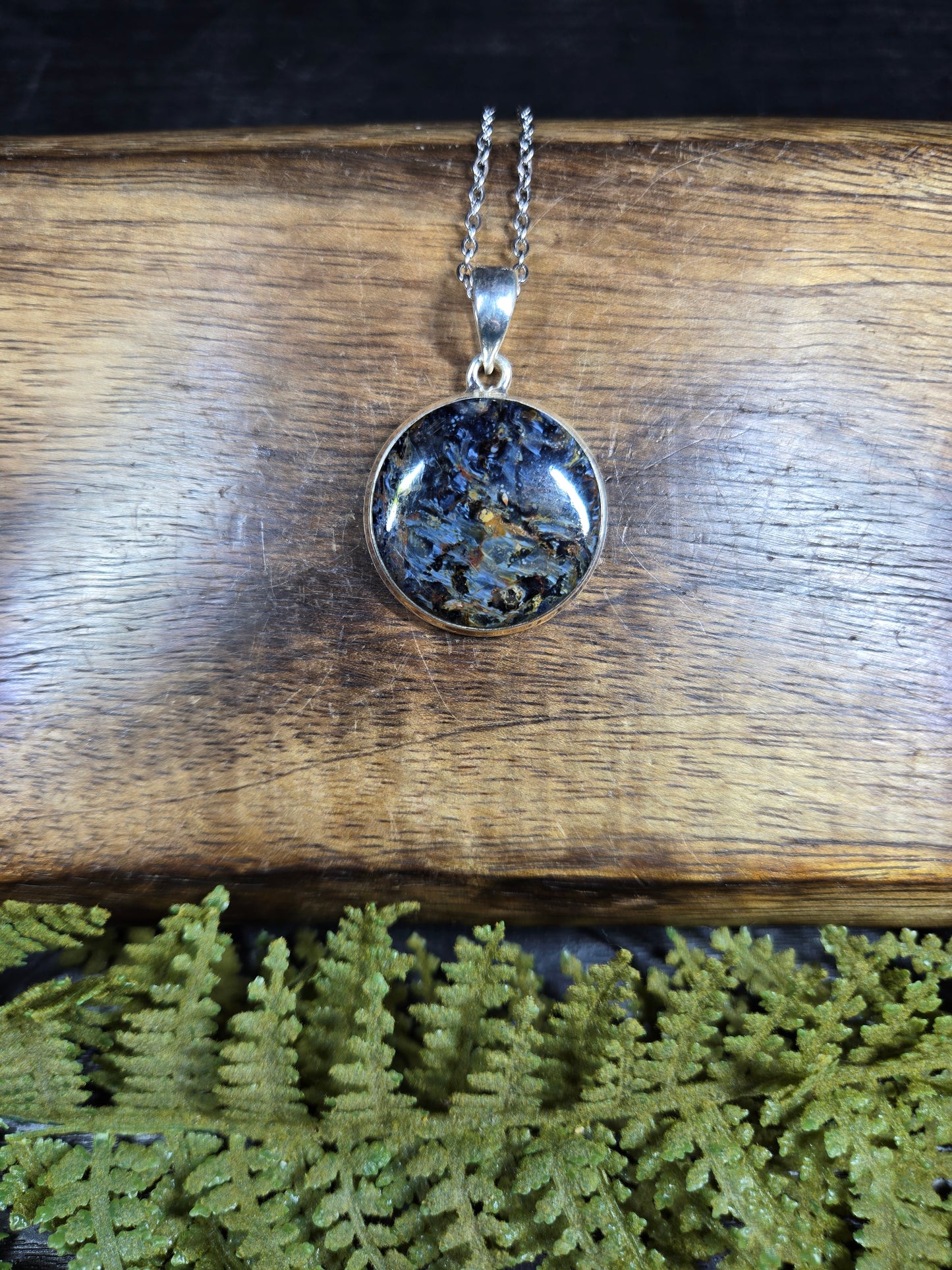 Pietersite Sterling Silver Necklace (round)