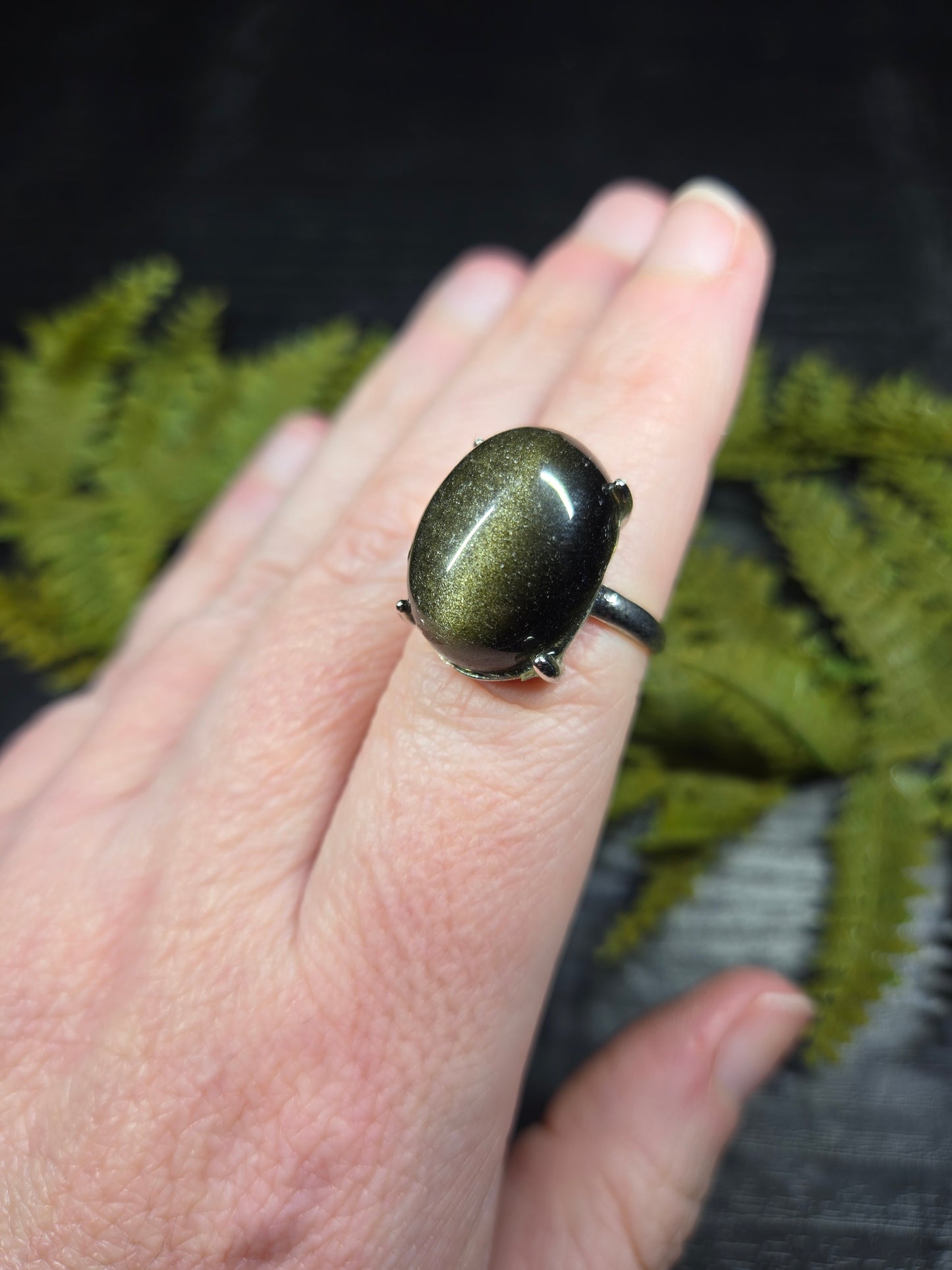 Gold Sheen Obsidian Adjustable Rings