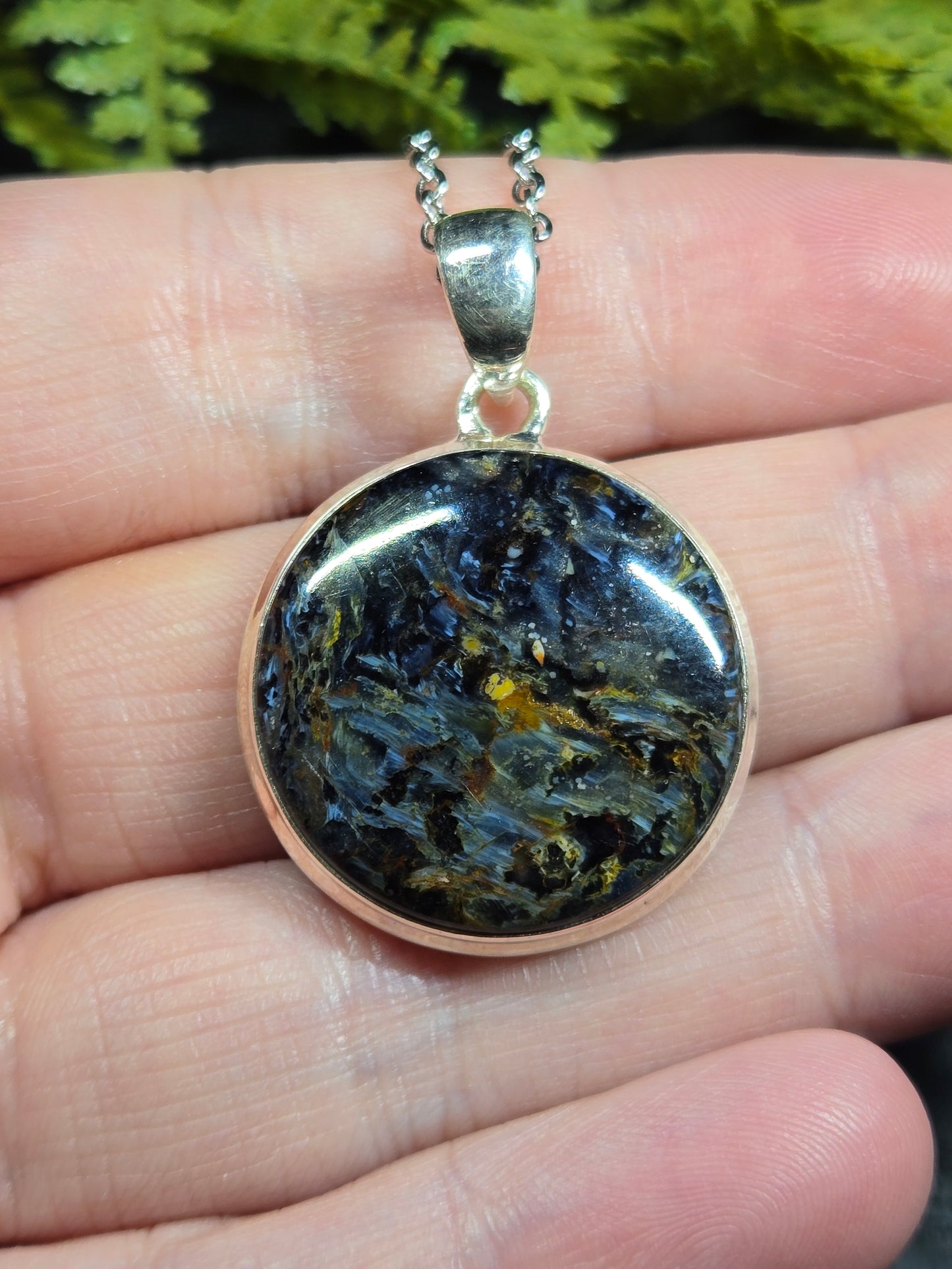 Pietersite Sterling Silver Necklace (round)