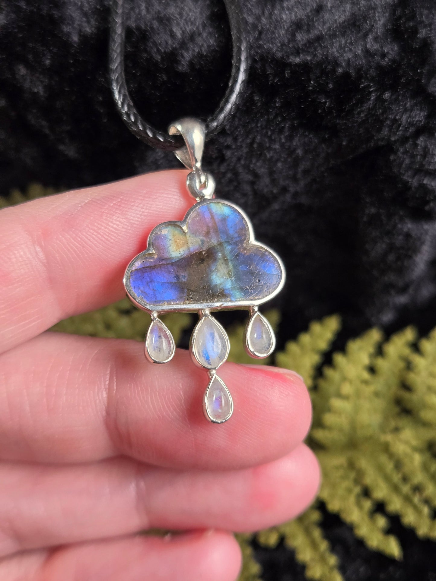 Labradorite Cloud & Moonstone Rain Pendant