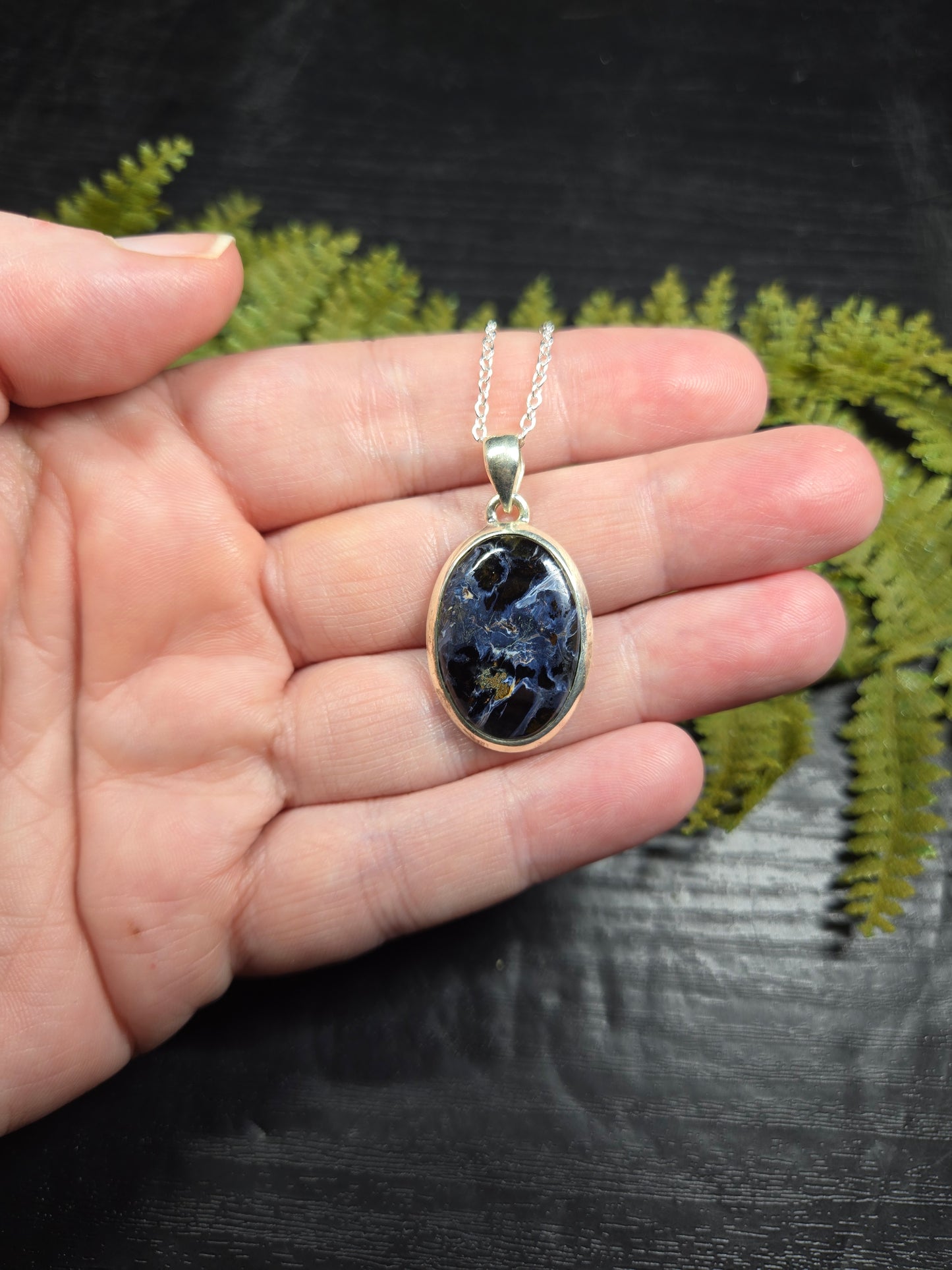 Pietersite Sterling Silver Necklace (oval)