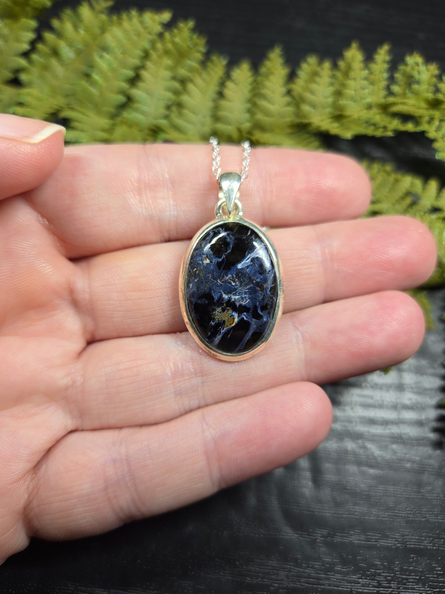 Pietersite Sterling Silver Necklace (oval)