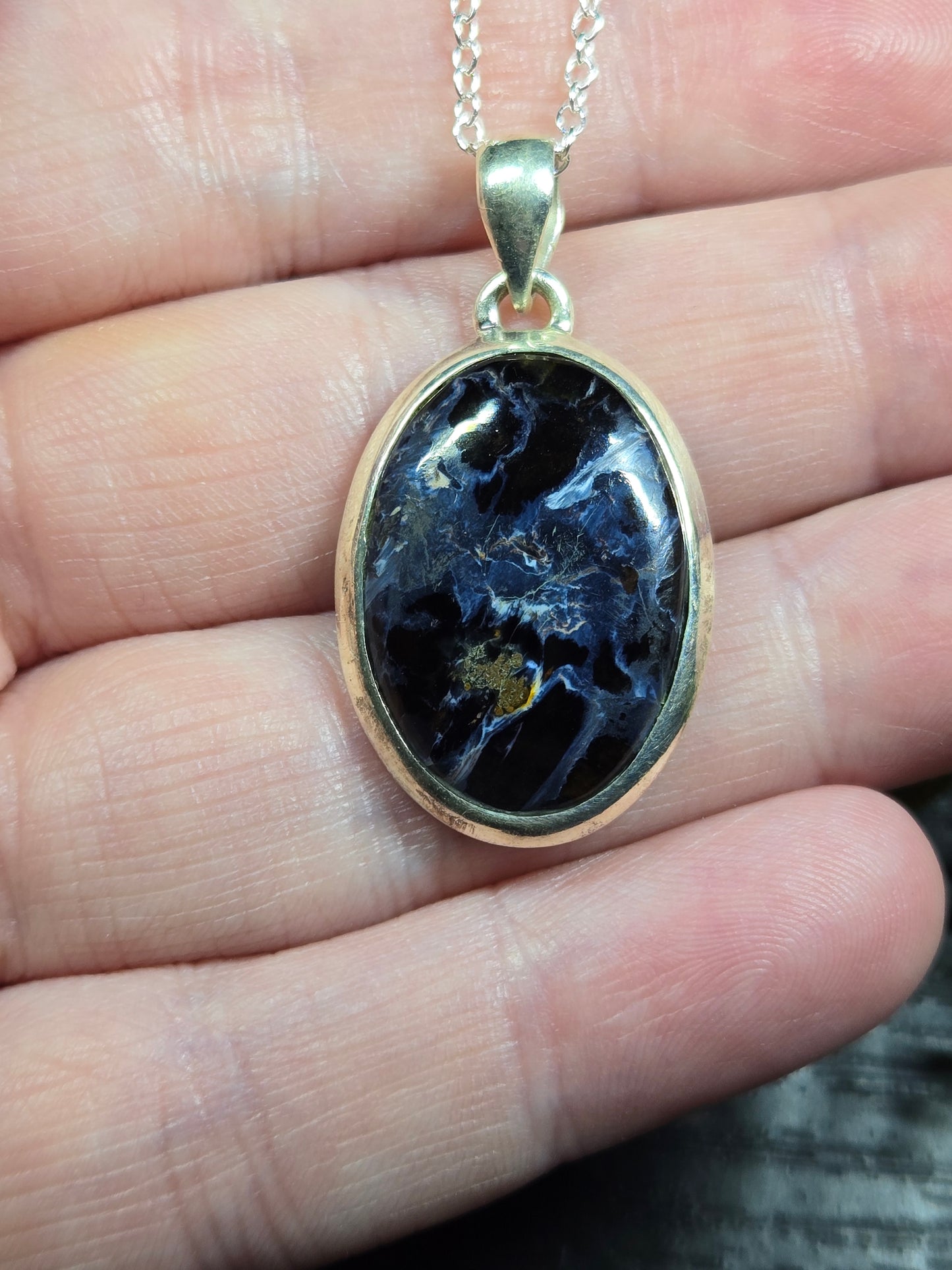 Pietersite Sterling Silver Necklace (oval)