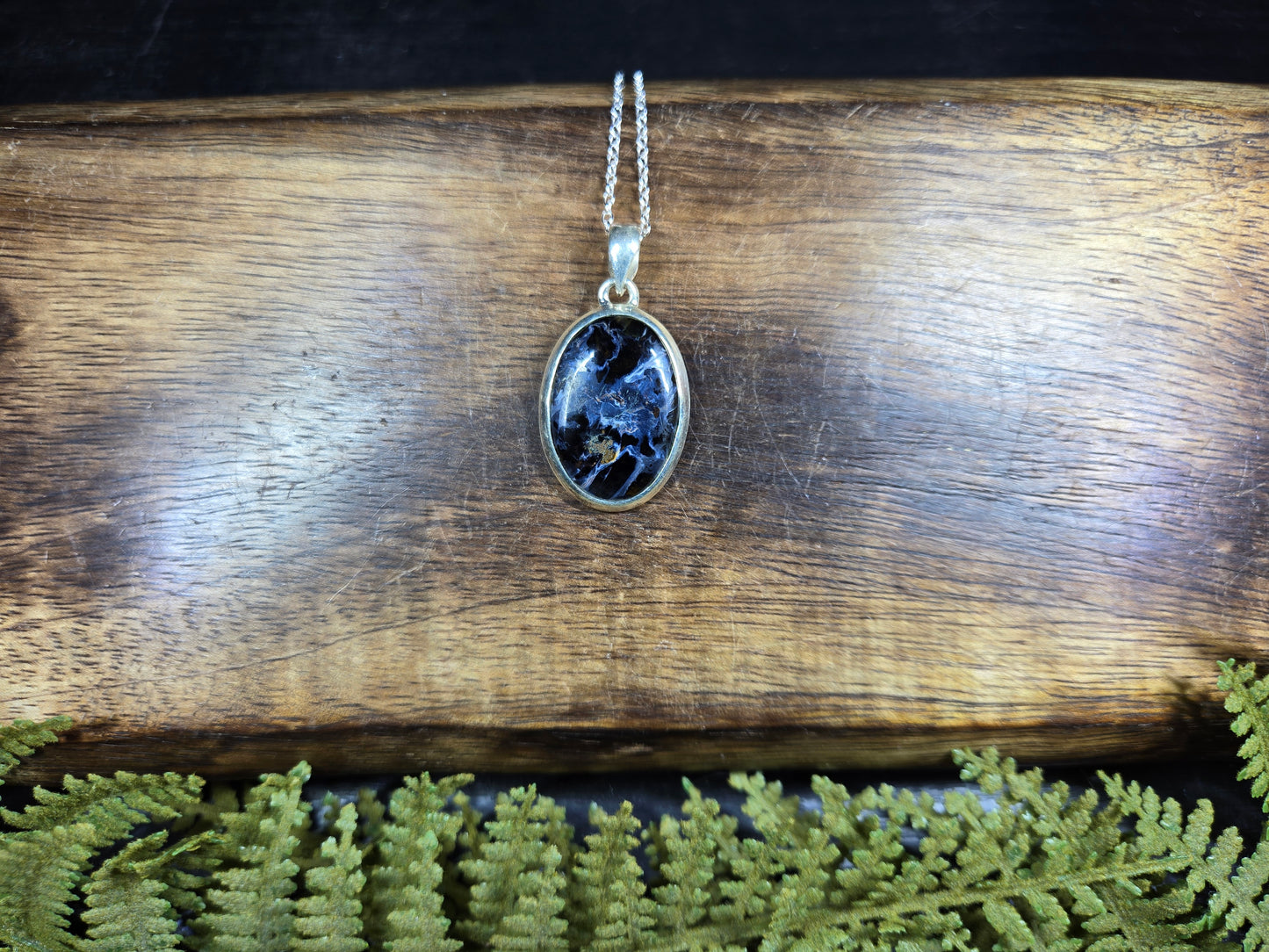 Pietersite Sterling Silver Necklace (oval)