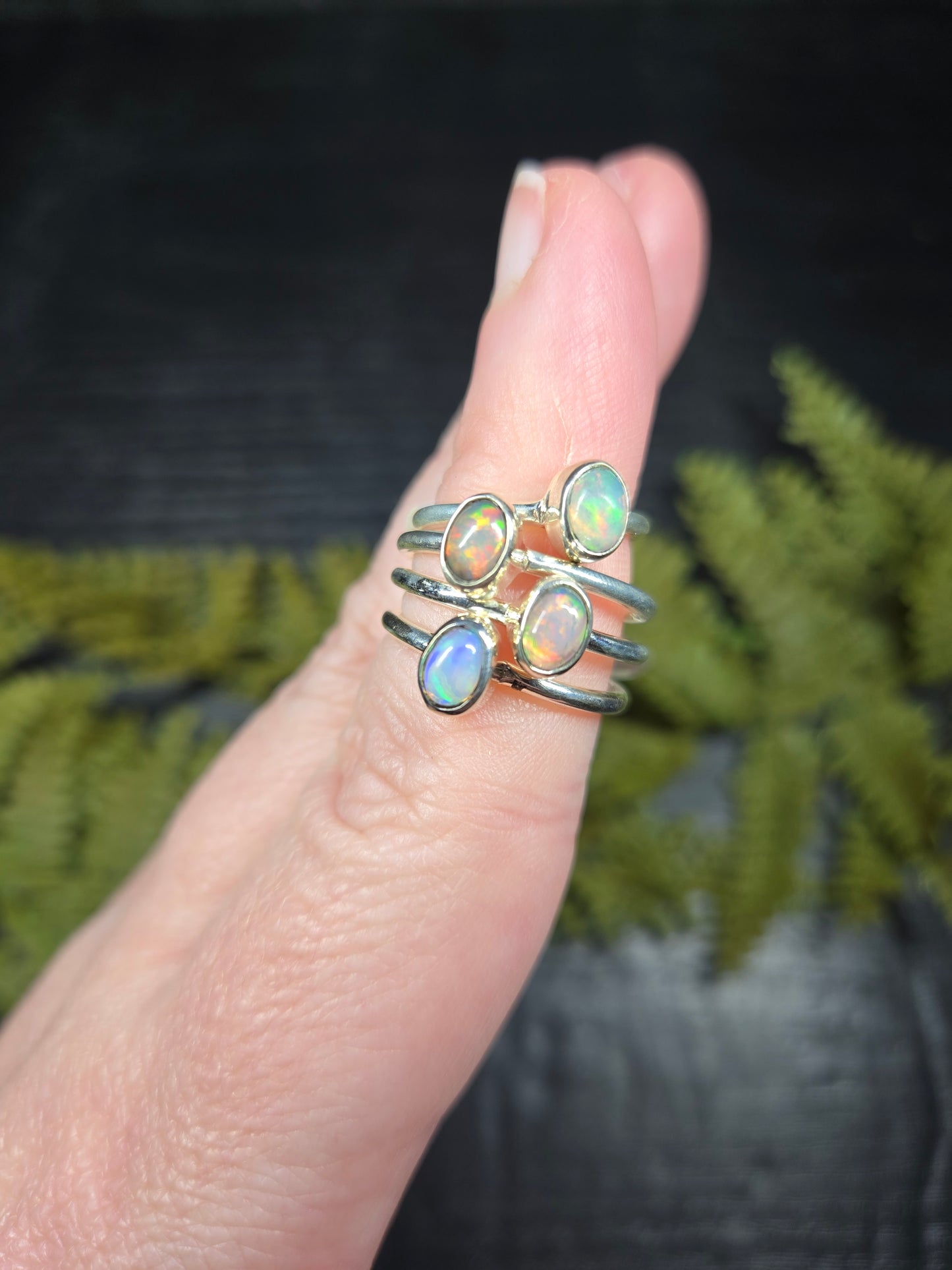 Ethiopian Opal Sterling Silver Rings (sized)