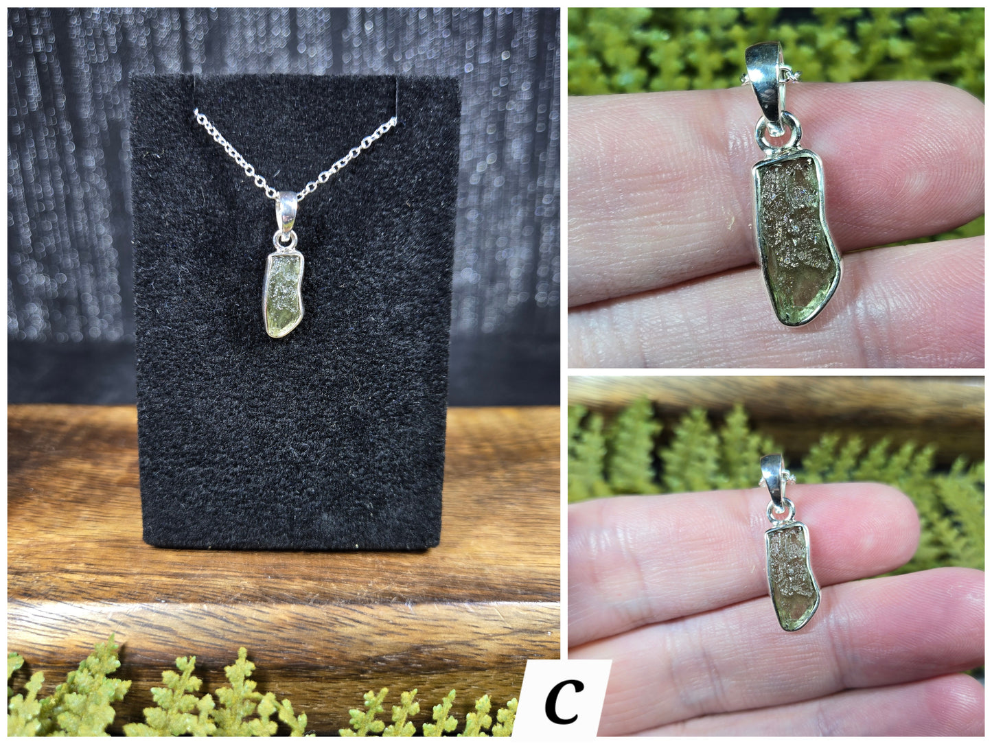 Moldavite Necklaces (with silver chain)