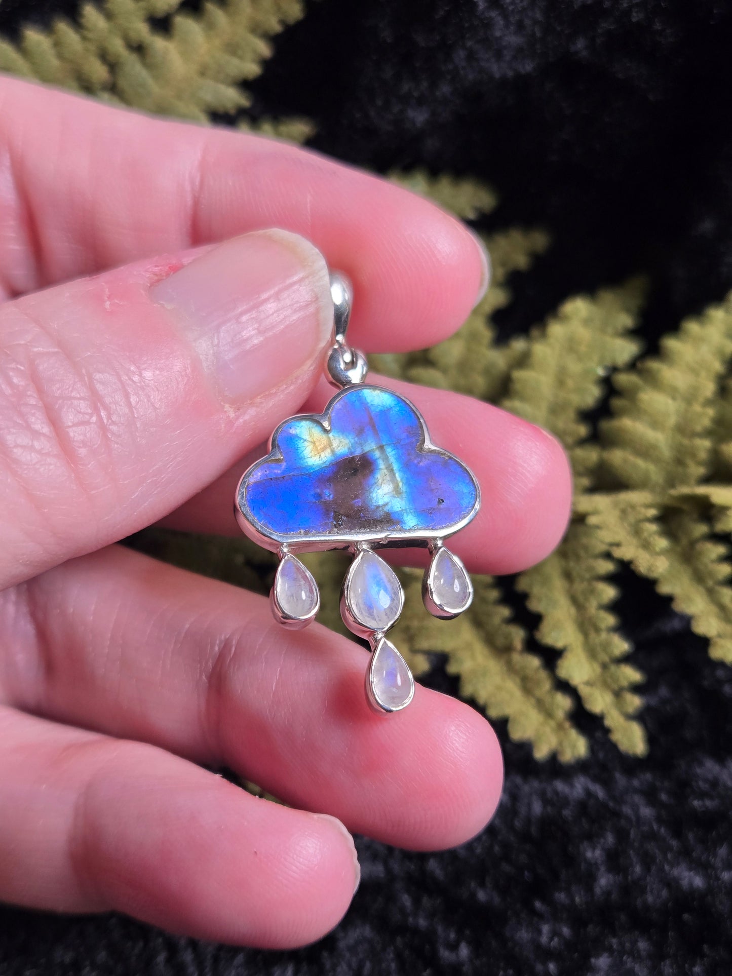 Labradorite Cloud & Moonstone Rain Pendant
