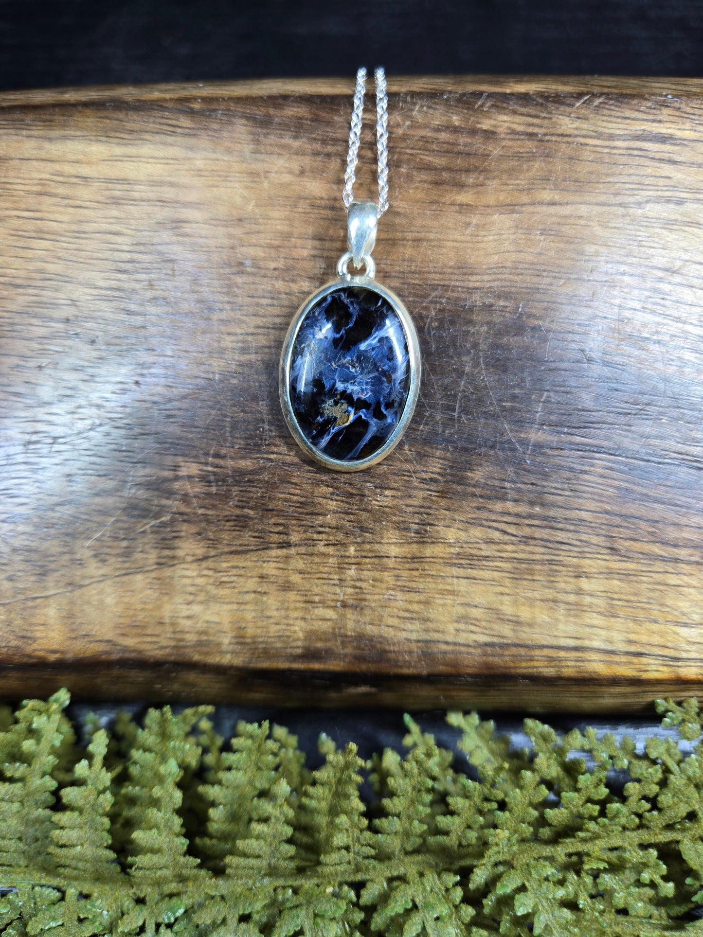 Pietersite Sterling Silver Necklace (oval)