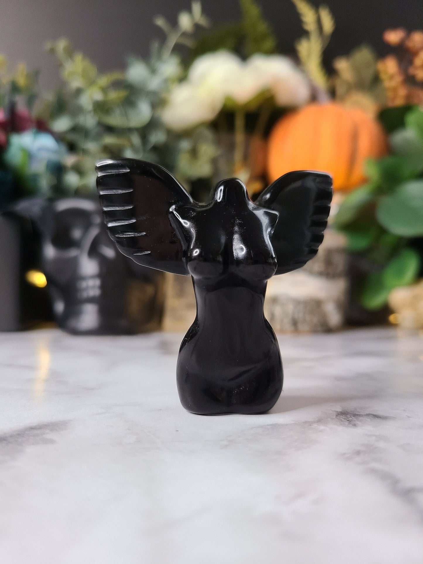 Winged Crystal Goddess Body | 1 (one) Large winged black obsidian crystal woman's body, Divine feminine Crystal woman's body