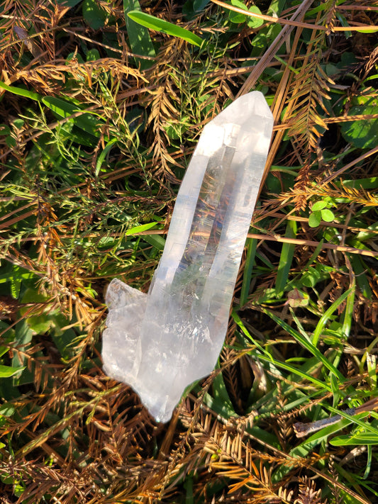 Lemurian Quartz wand with base group | Columbian quartz, Lemurian record keeper, Laser Quartz Wand, Crystal Wand, Crystal collection piece