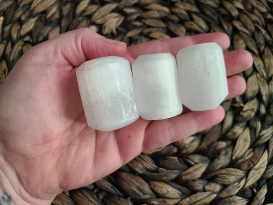 Large Selenite Tumble | 1 EXTRA LARGE satin spar tumble, barrel shaped tumble, mini free form, selenite round, satin spar round