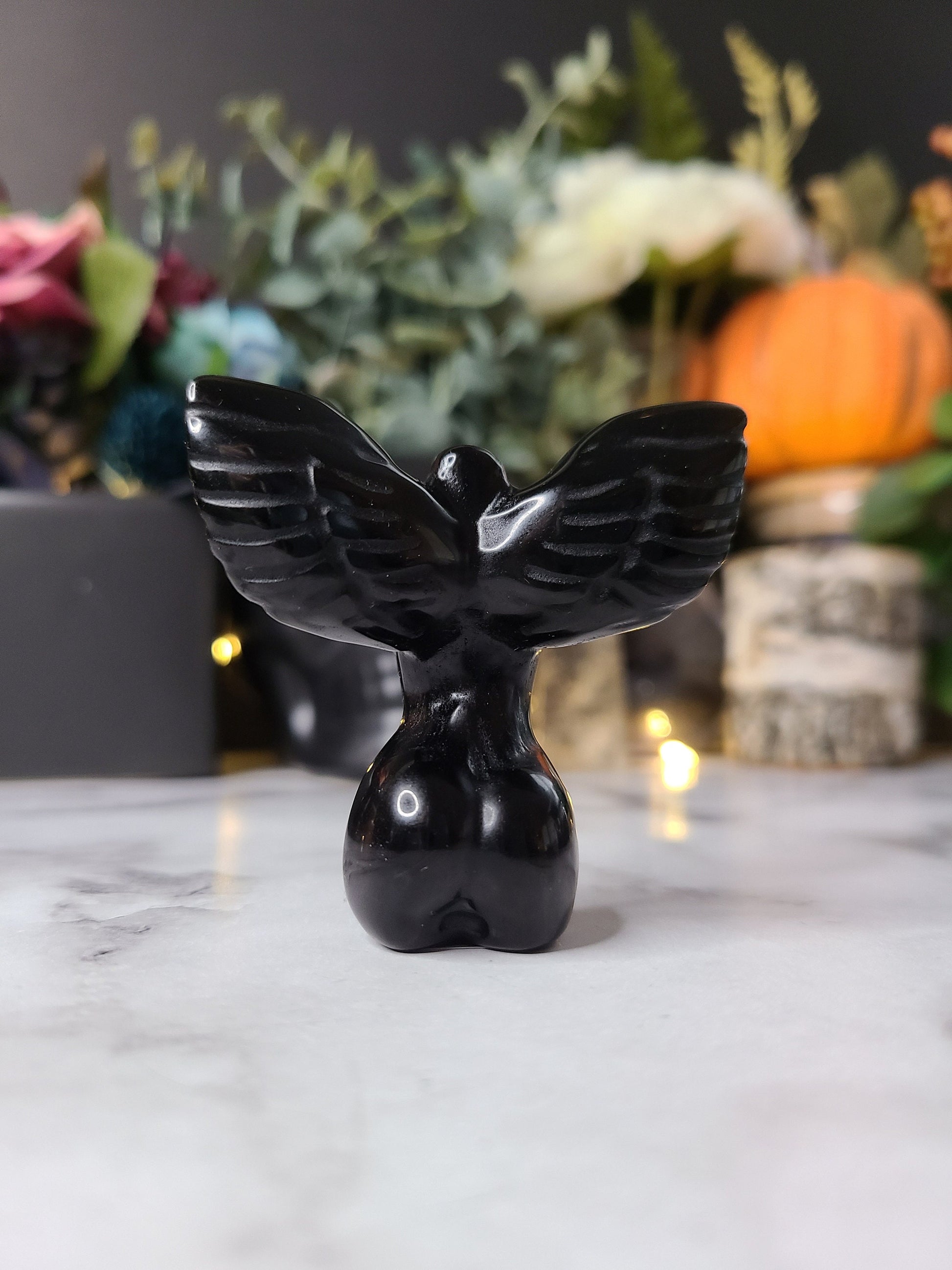 Winged Crystal Goddess Body | 1 (one) Large winged black obsidian crystal woman's body, Divine feminine Crystal woman's body