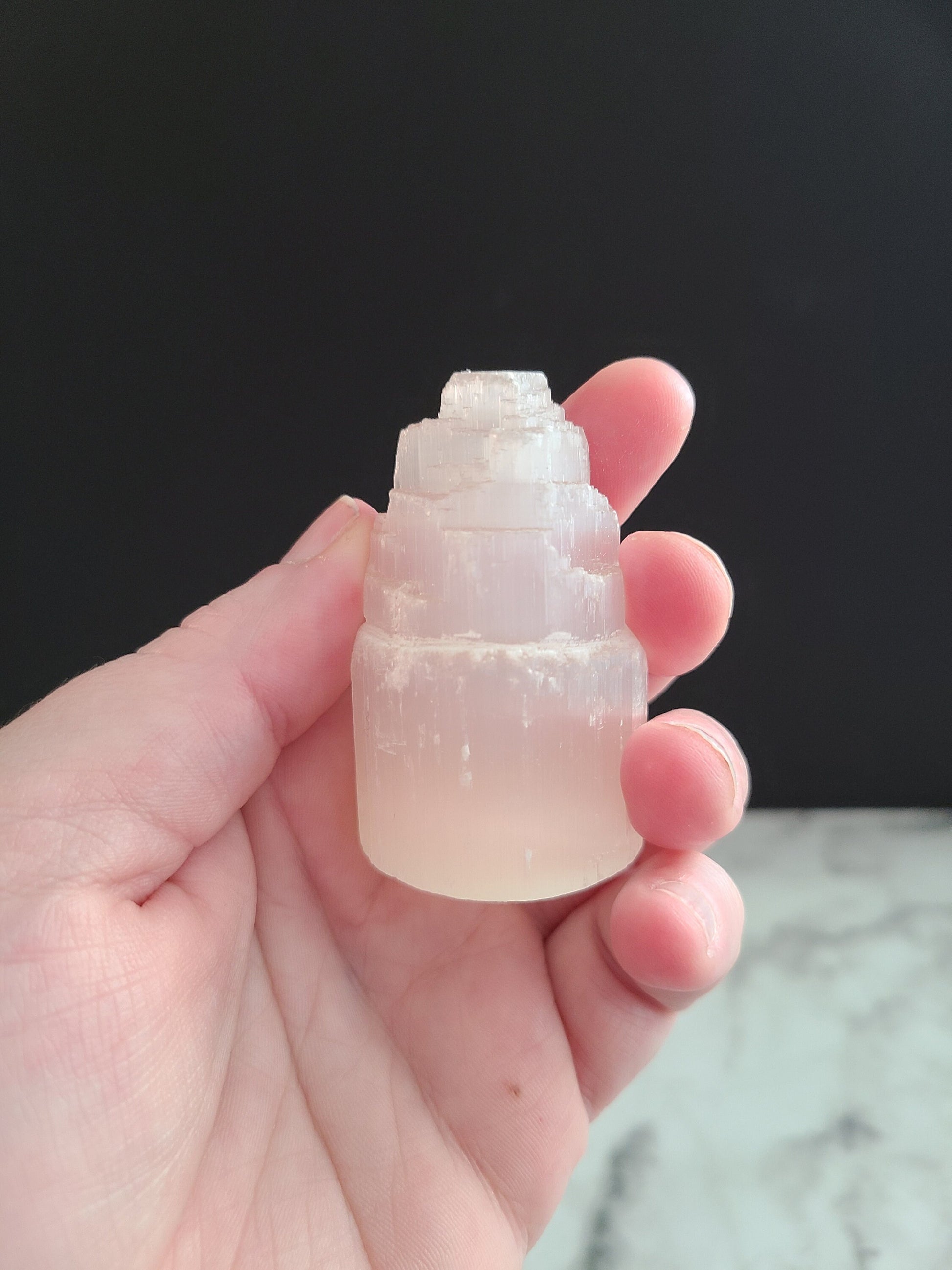 Small Selenite Tower | Satin Spar tiered Tower, Selenite Generator, Selenite Pillar, Raw Selenite, Crystal cleansing, Crystal charging