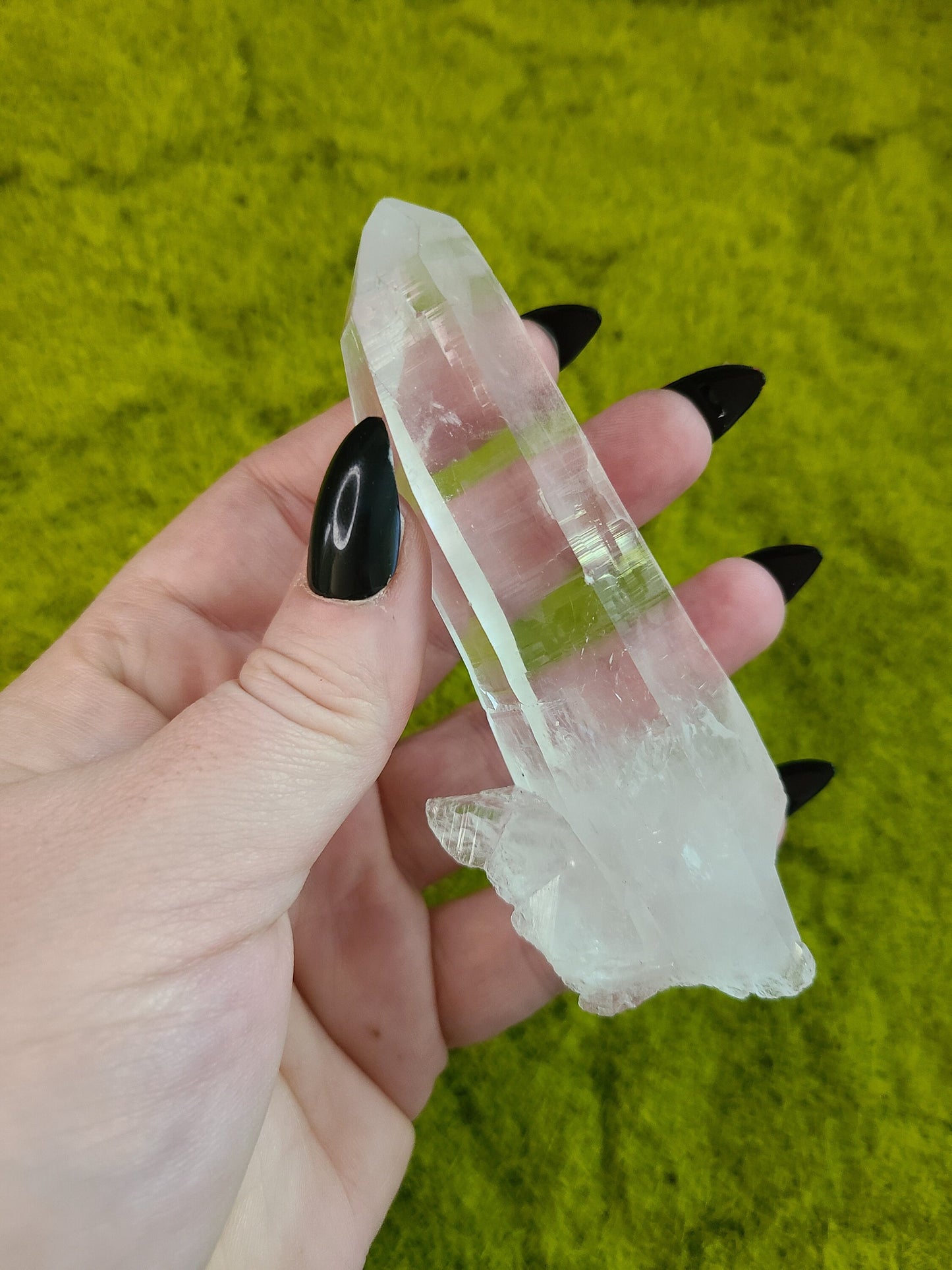 Lemurian Quartz wand with base group | Columbian quartz, Lemurian record keeper, Laser Quartz Wand, Crystal Wand, Crystal collection piece