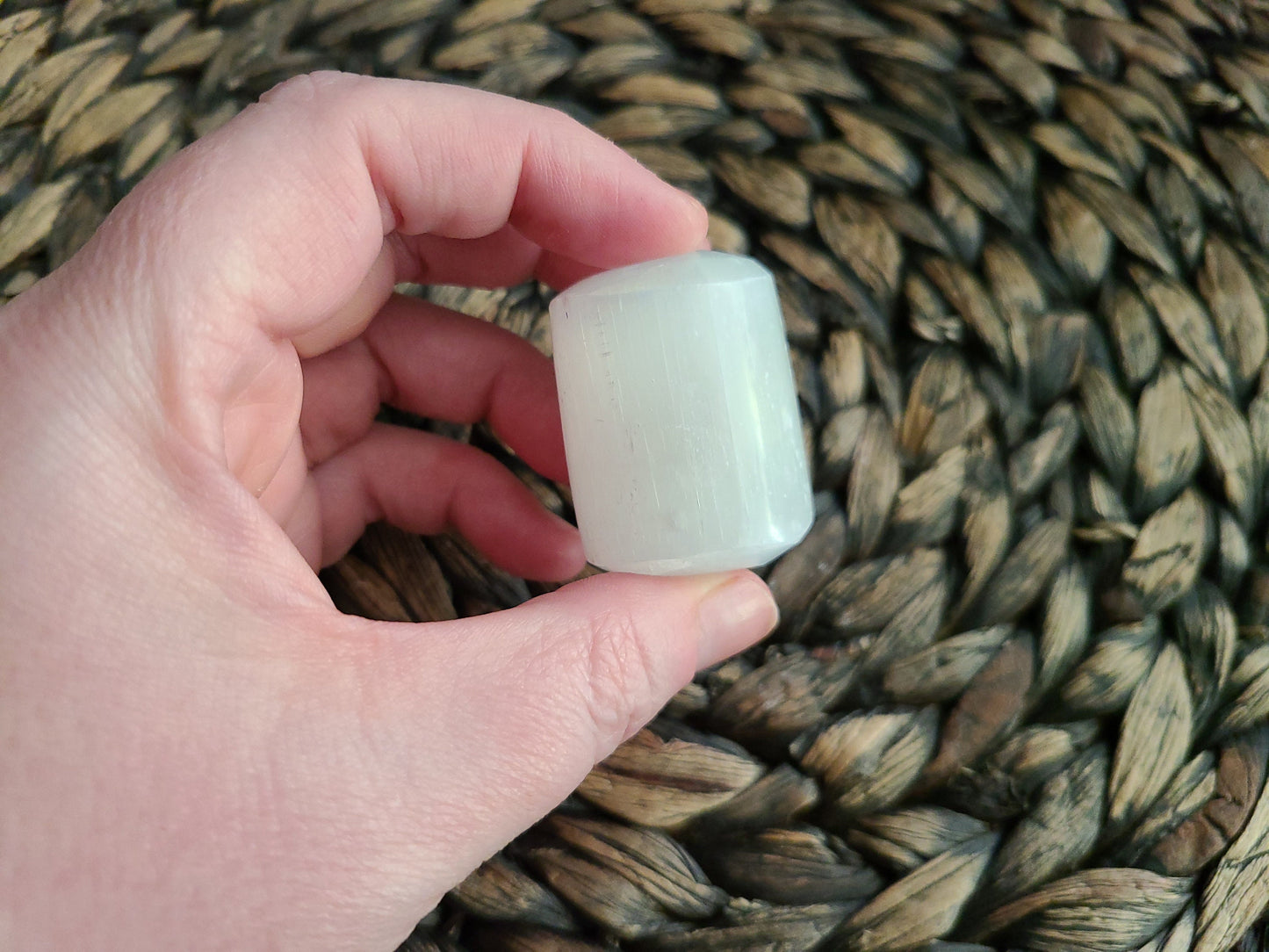 Large Selenite Tumble | 1 EXTRA LARGE satin spar tumble, barrel shaped tumble, mini free form, selenite round, satin spar round
