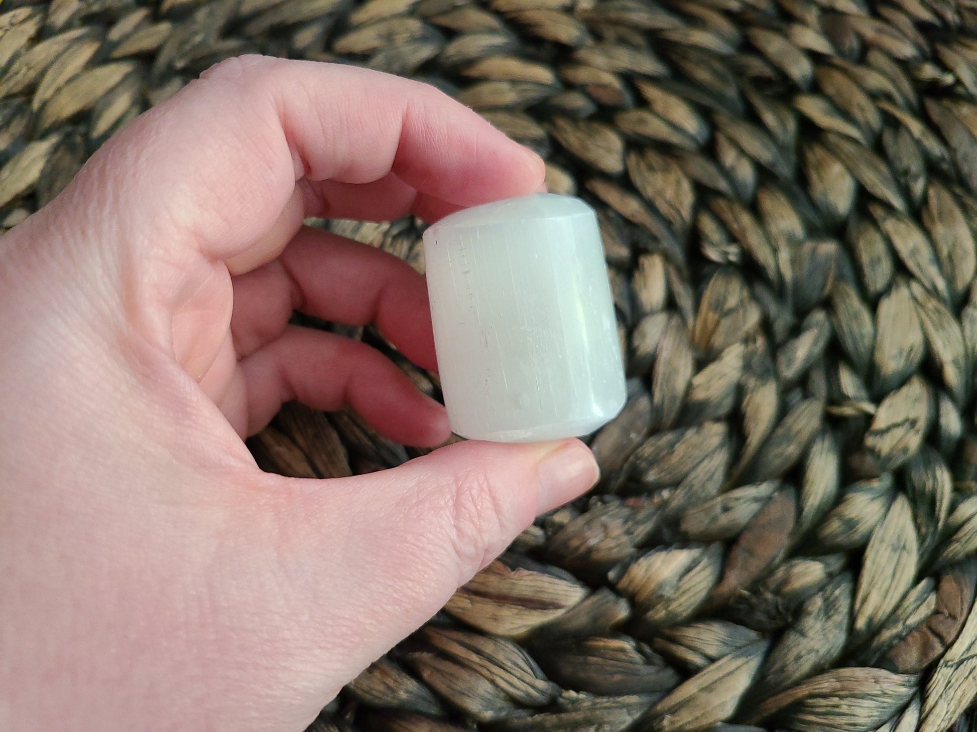 Large Selenite Tumble | 1 EXTRA LARGE satin spar tumble, barrel shaped tumble, mini free form, selenite round, satin spar round