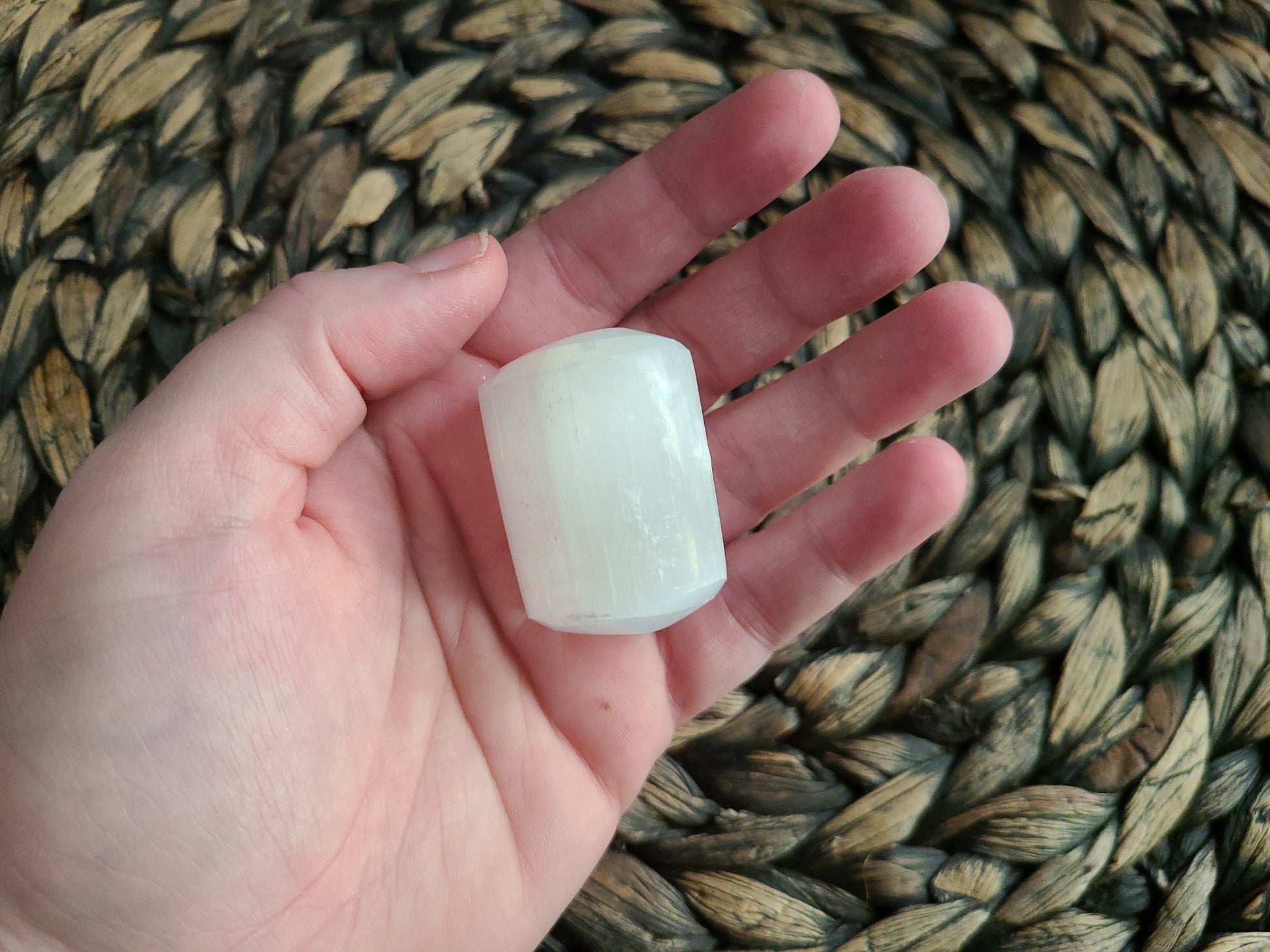 Large Selenite Tumble | 1 EXTRA LARGE satin spar tumble, barrel shaped tumble, mini free form, selenite round, satin spar round