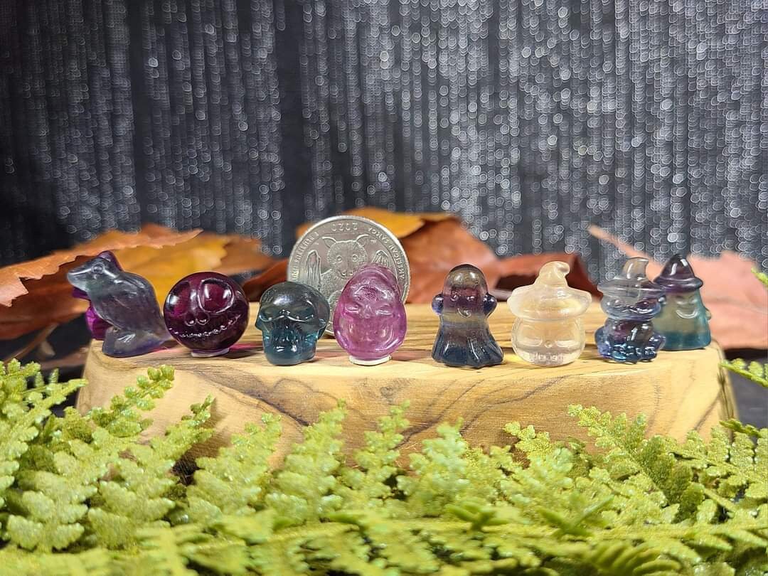 Halloween Micro Fluorite Mystery Box! | small halloween fluorite carvings perfect for any spooky Halloween lover!